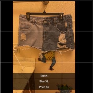 Two-tone denim shorts, size XL, shein